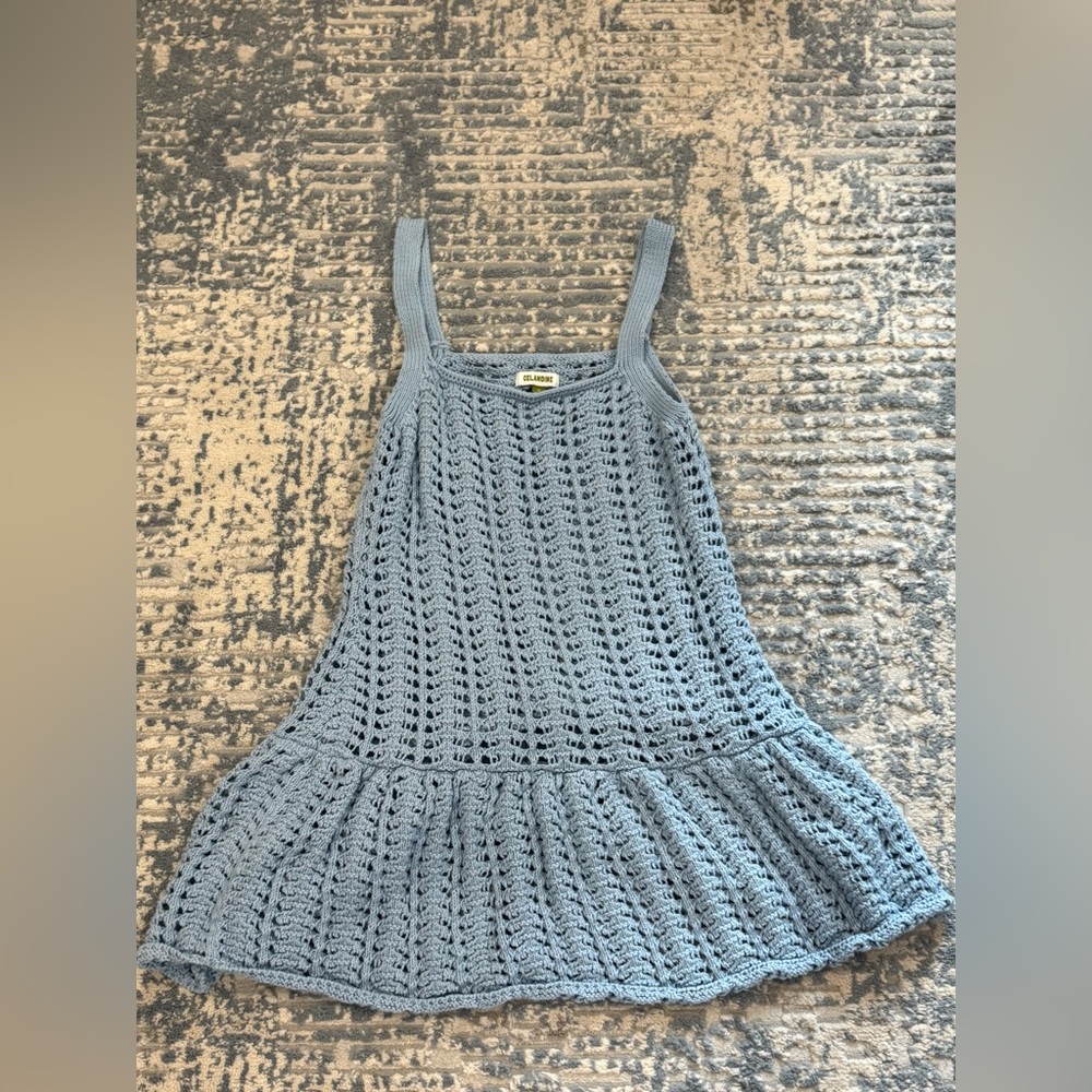 Anthropologie Blue Crochet Mini Dress - Never Used